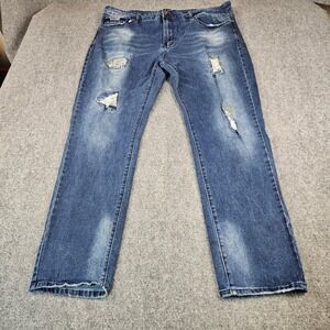 Jewel‎ House Mens Distressed Straight Leg Blue Jeans Size 42 Stretch Denim